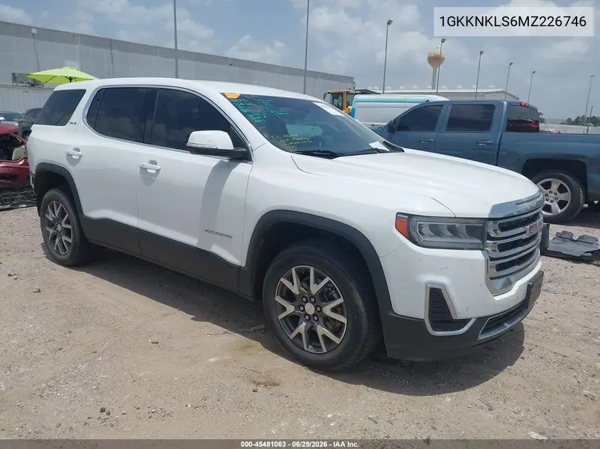 2021 GMC Acadia Fwd Sle VIN: 1GKKNKLS6MZ226746 Lot: 45481063