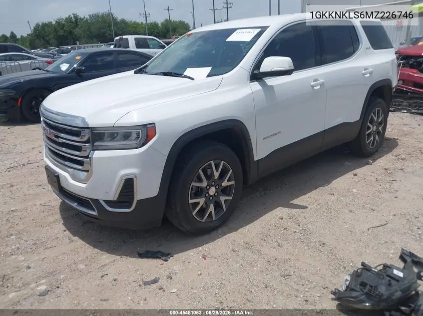 2021 GMC Acadia Fwd Sle VIN: 1GKKNKLS6MZ226746 Lot: 45481063