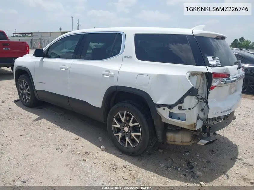 2021 GMC Acadia Fwd Sle VIN: 1GKKNKLS6MZ226746 Lot: 45481063
