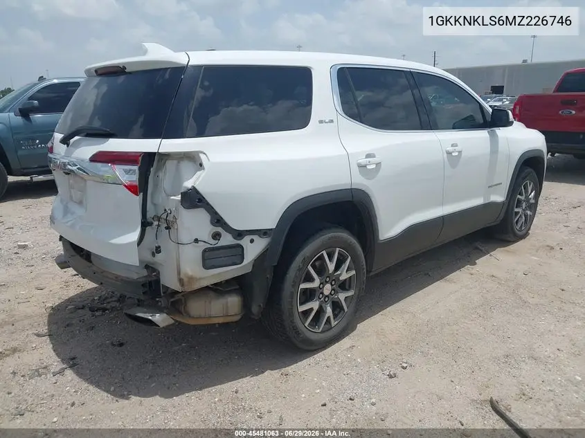 2021 GMC Acadia Fwd Sle VIN: 1GKKNKLS6MZ226746 Lot: 45481063