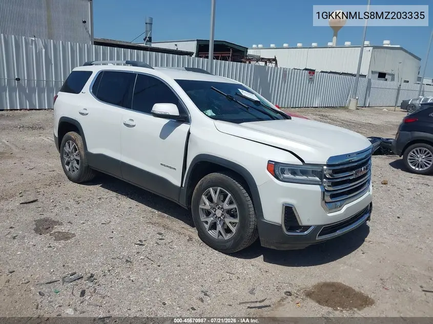 2021 GMC Acadia Fwd Slt VIN: 1GKKNMLS8MZ203335 Lot: 45670987