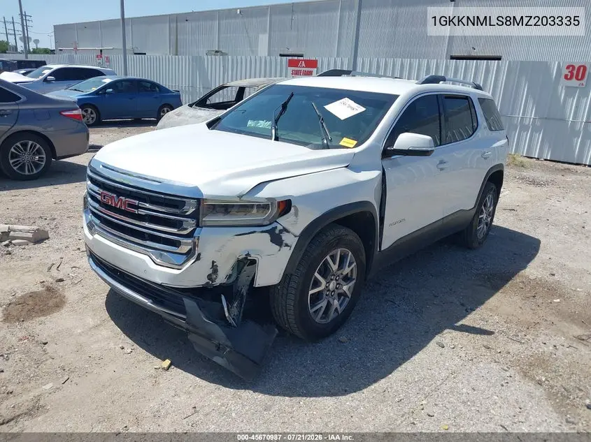 2021 GMC Acadia Fwd Slt VIN: 1GKKNMLS8MZ203335 Lot: 45670987