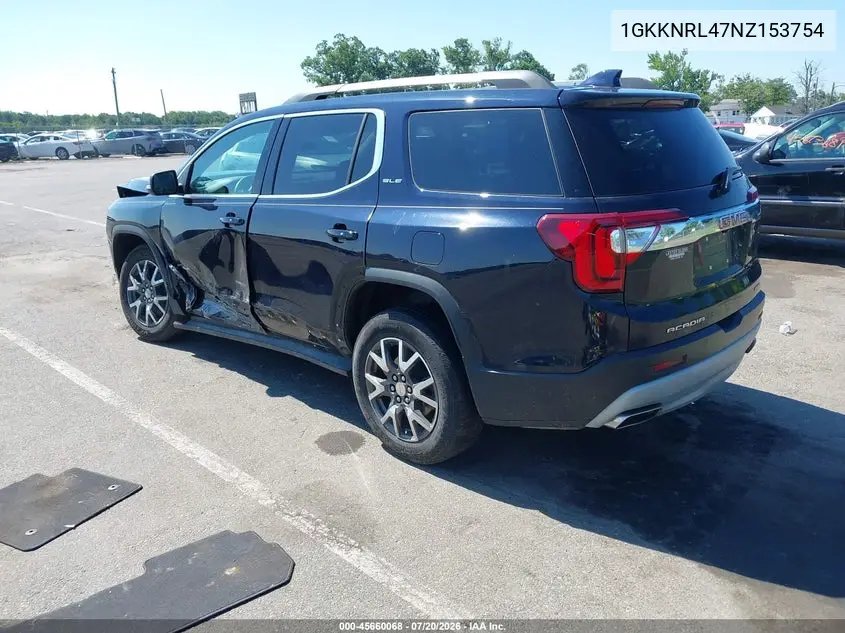 2022 GMC Acadia Awd Sle VIN: 1GKKNRL47NZ153754 Lot: 45660068