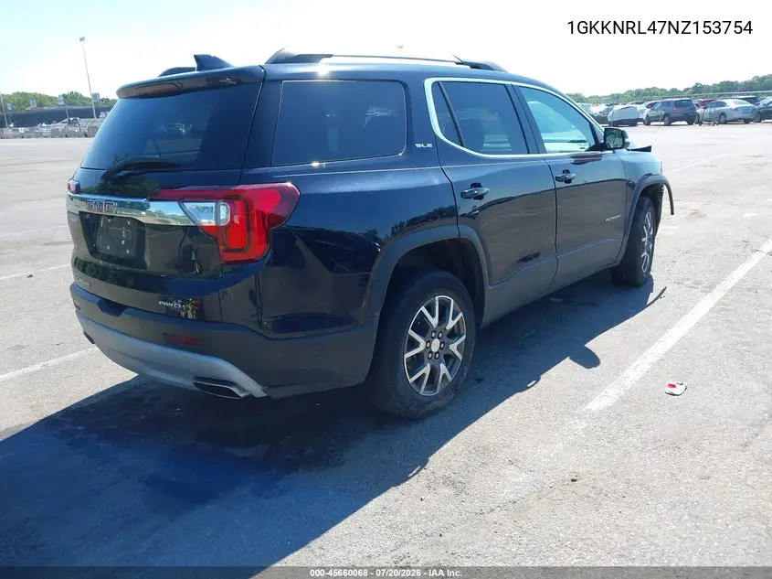2022 GMC Acadia Awd Sle VIN: 1GKKNRL47NZ153754 Lot: 45660068