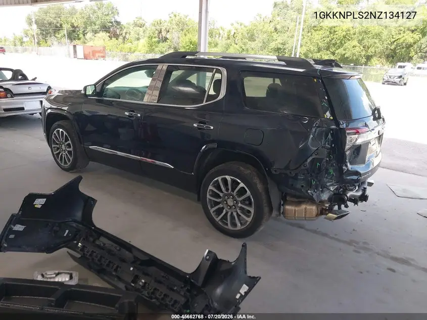 2022 GMC Acadia Fwd Denali VIN: 1GKKNPLS2NZ134127 Lot: 45662768