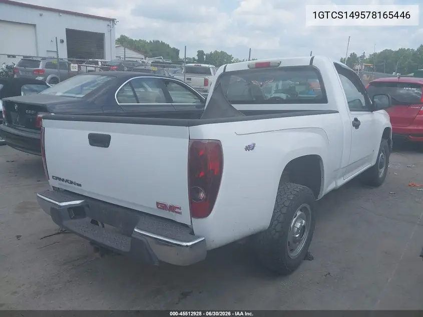 2007 GMC Canyon Work Truck VIN: 1GTCS149578165446 Lot: 45512928