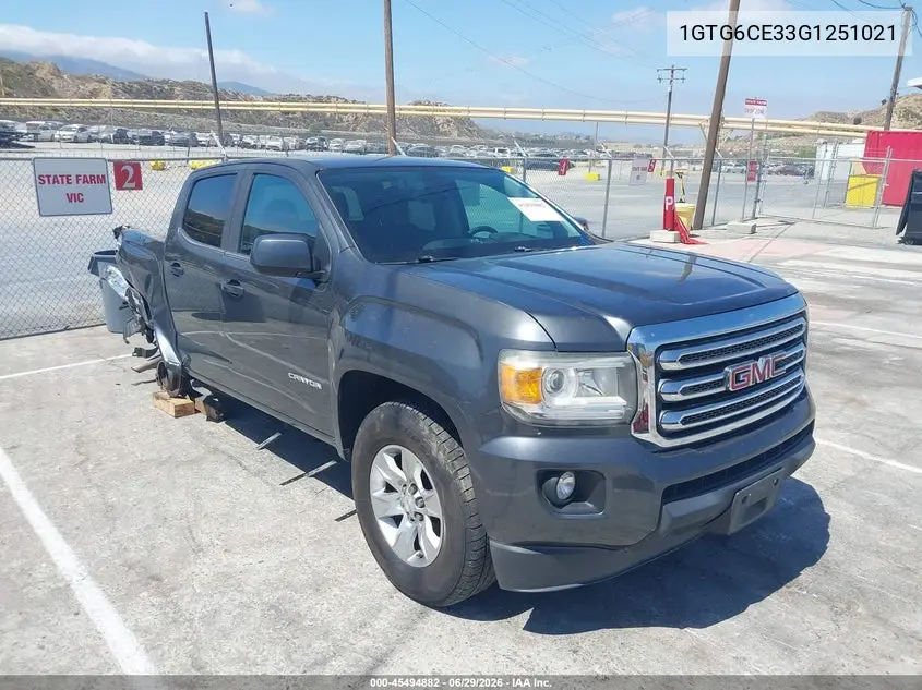 2016 GMC Canyon 4Wd Sle VIN: 1GTG6CE33G1251021 Lot: 45494882