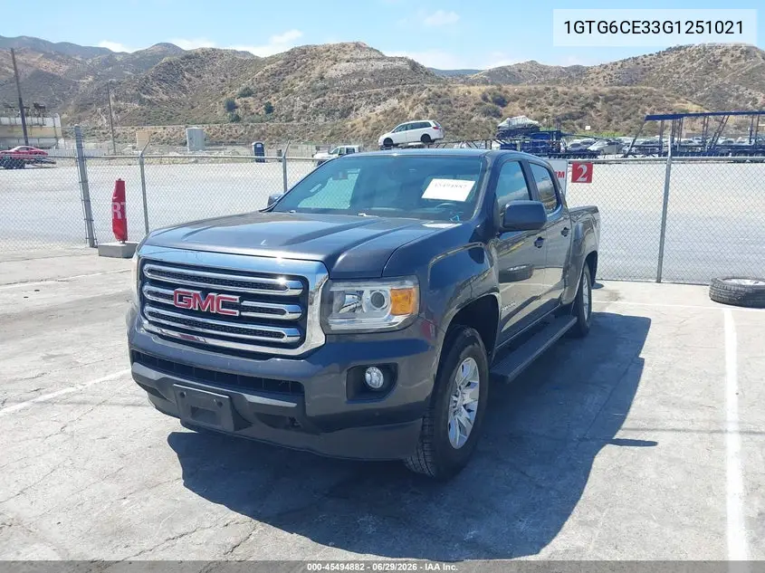 2016 GMC Canyon 4Wd Sle VIN: 1GTG6CE33G1251021 Lot: 45494882