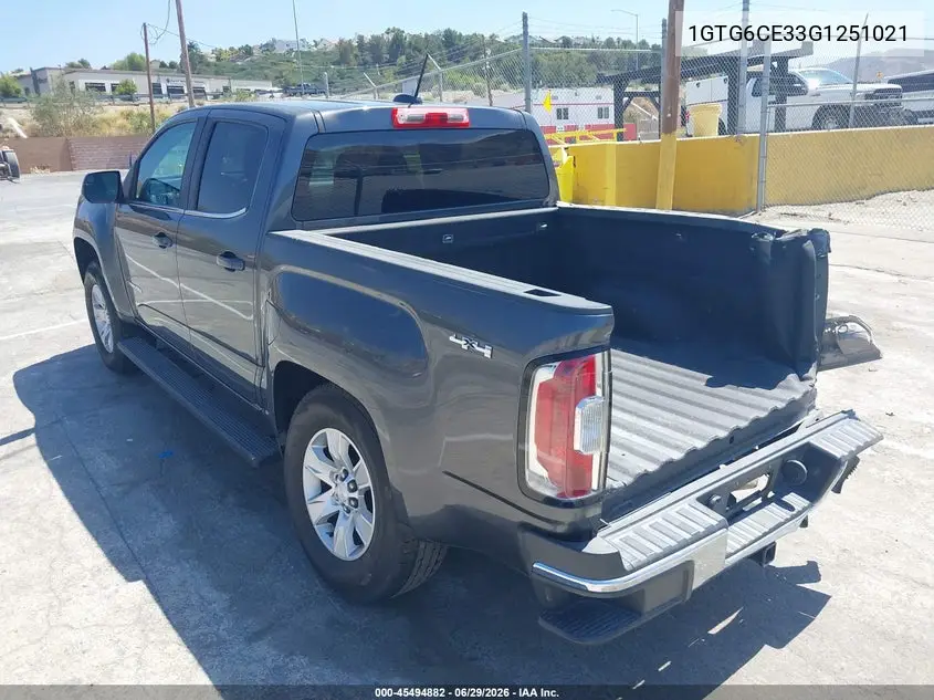 2016 GMC Canyon 4Wd Sle VIN: 1GTG6CE33G1251021 Lot: 45494882