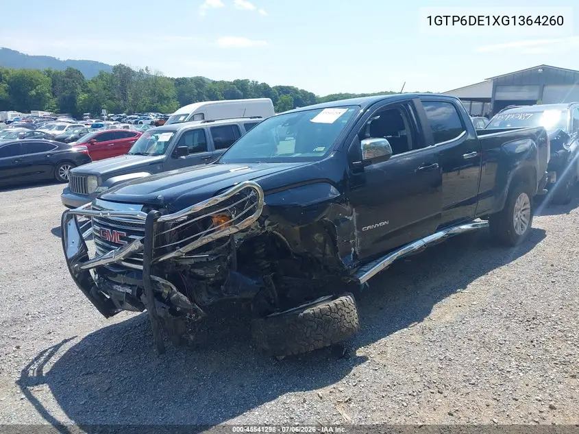 2016 GMC Canyon Slt VIN: 1GTP6DE1XG1364260 Lot: 45541298