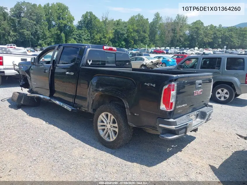 2016 GMC Canyon Slt VIN: 1GTP6DE1XG1364260 Lot: 45541298