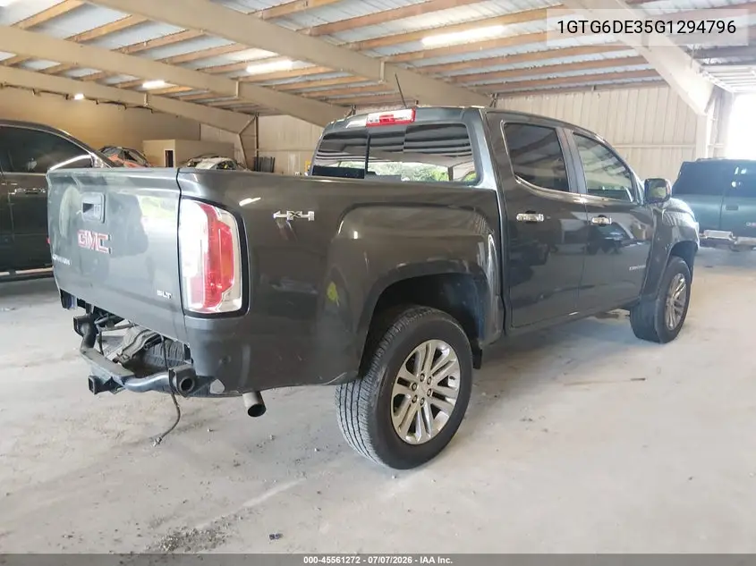 2016 GMC Canyon 4Wd Slt VIN: 1GTG6DE35G1294796 Lot: 45561272