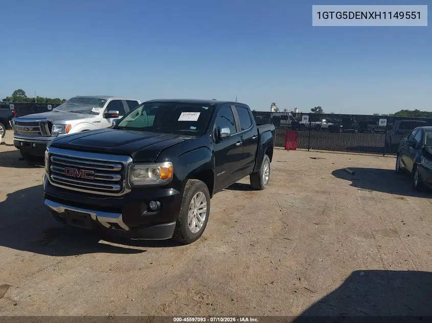 2017 GMC Canyon 2Wd Slt VIN: 1GTG5DENXH1149551 Lot: 45597093