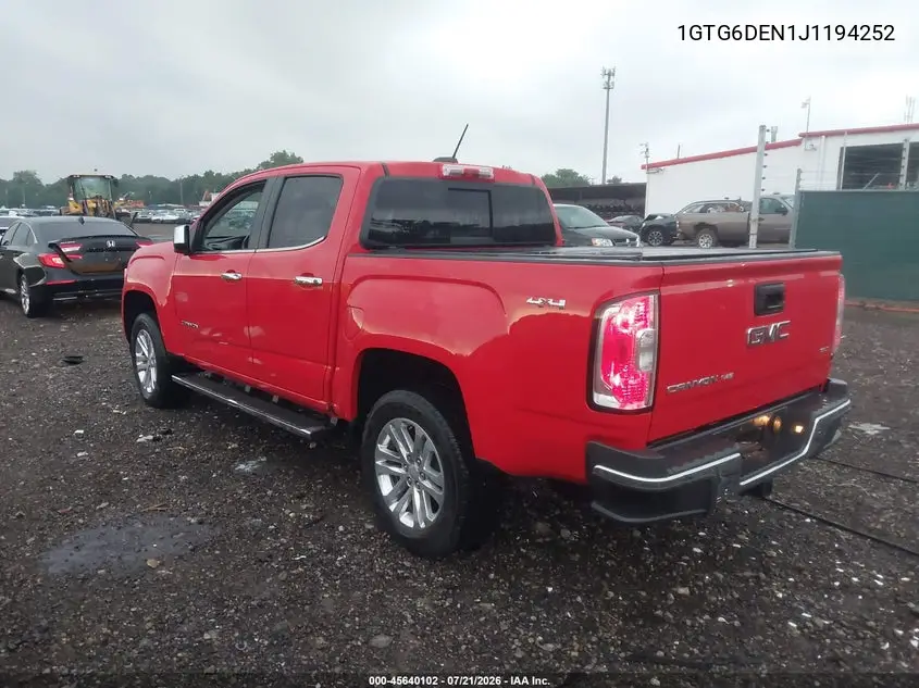2018 GMC Canyon Slt VIN: 1GTG6DEN1J1194252 Lot: 45640102