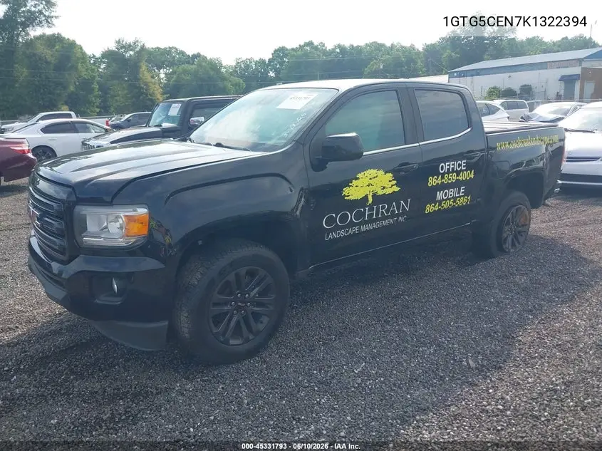 2019 GMC Canyon Sle VIN: 1GTG5CEN7K1322394 Lot: 45331793