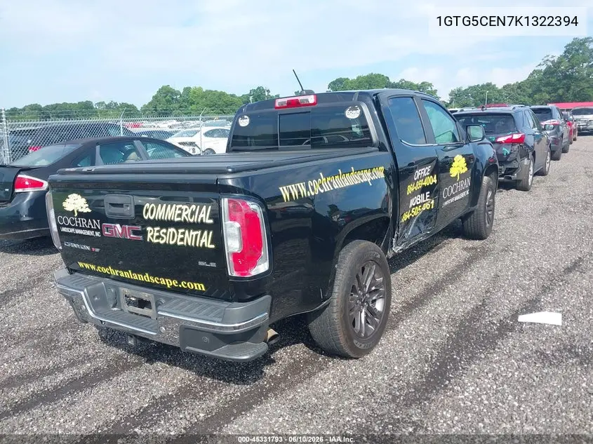 2019 GMC Canyon Sle VIN: 1GTG5CEN7K1322394 Lot: 45331793