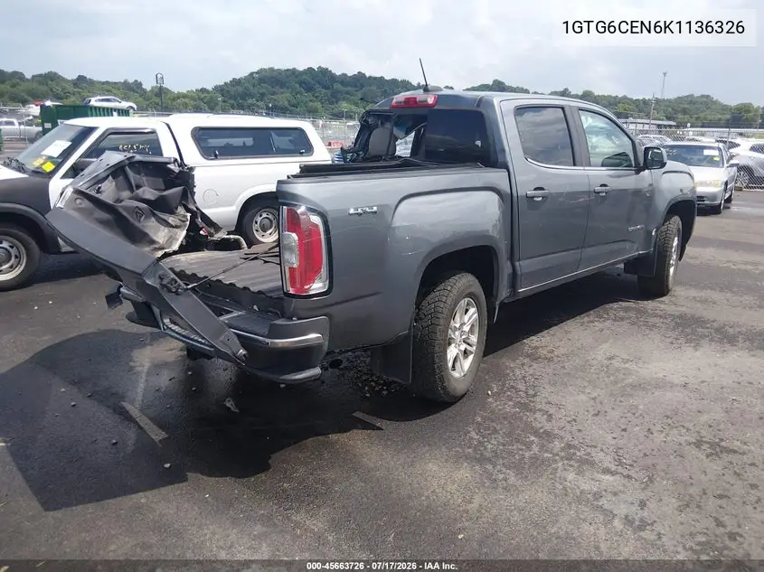 2019 GMC Canyon Sle VIN: 1GTG6CEN6K1136326 Lot: 45663726