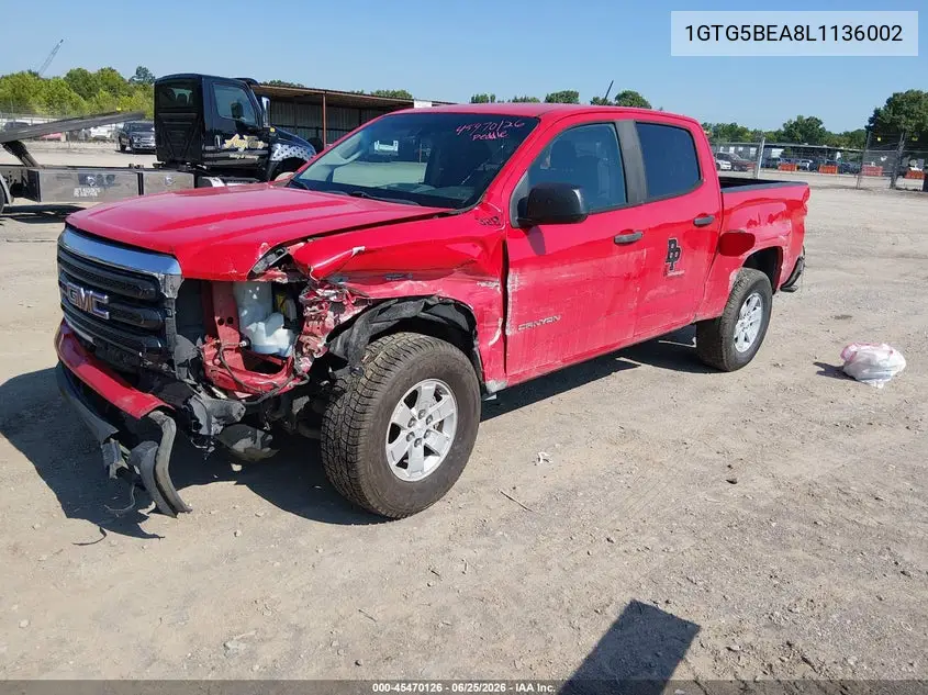 2020 GMC Canyon 2Wd Short Box VIN: 1GTG5BEA8L1136002 Lot: 45470126