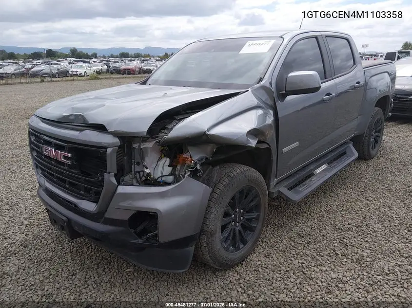 2021 GMC Canyon 4Wd Short Box Elevation VIN: 1GTG6CEN4M1103358 Lot: 45481277