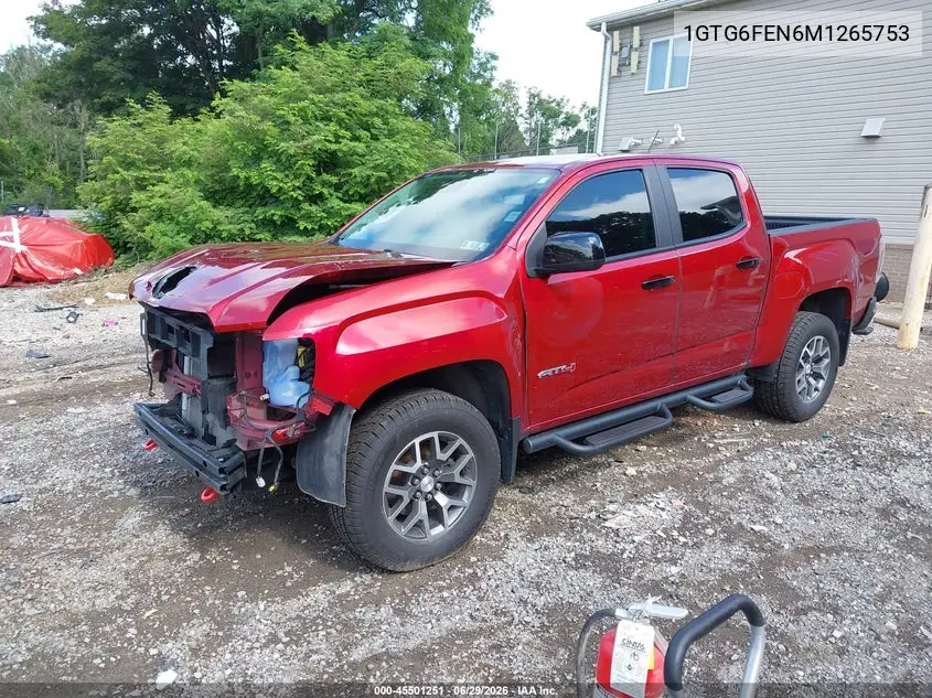 2021 GMC Canyon 4Wd Short Box At4 - Leather VIN: 1GTG6FEN6M1265753 Lot: 45501251