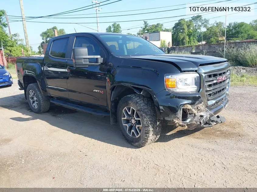 2022 GMC Canyon 4Wd Short Box At4 - Leather VIN: 1GTG6FEN6N1143332 Lot: 45515585