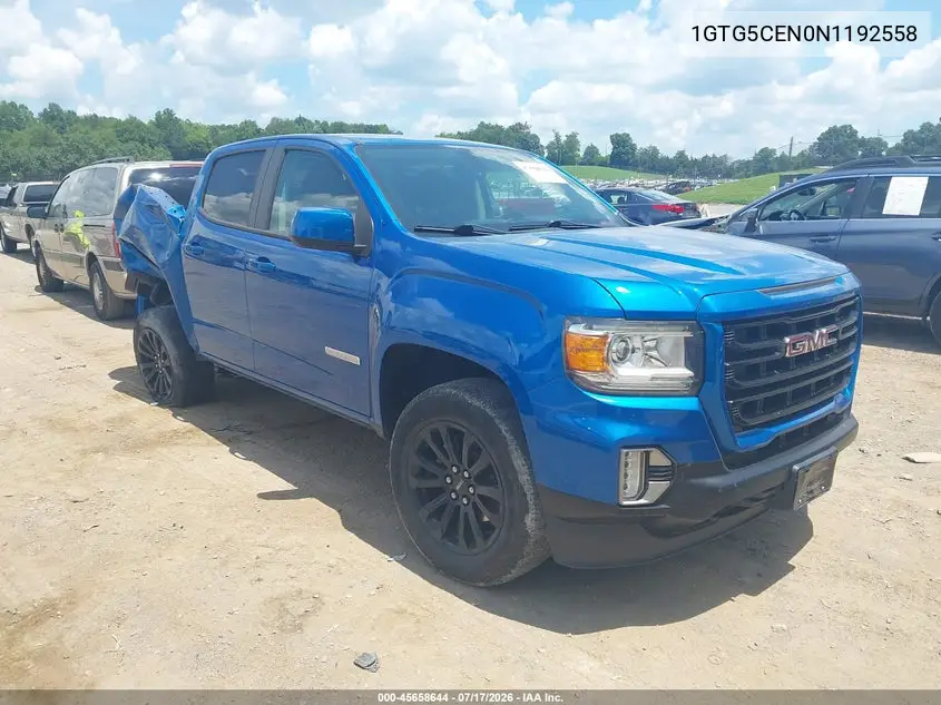 2022 GMC Canyon 2Wd Short Box Elevation VIN: 1GTG5CEN0N1192558 Lot: 45658644