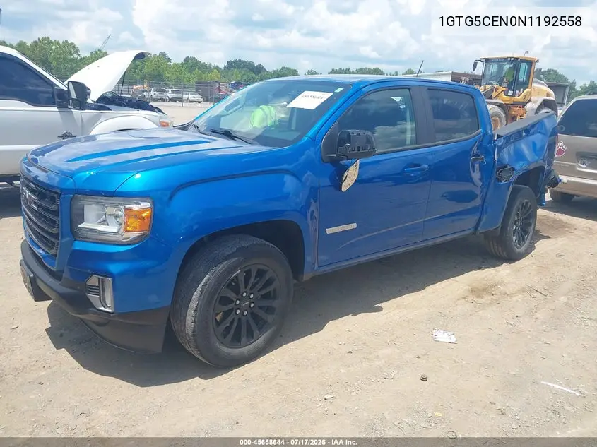 2022 GMC Canyon 2Wd Short Box Elevation VIN: 1GTG5CEN0N1192558 Lot: 45658644