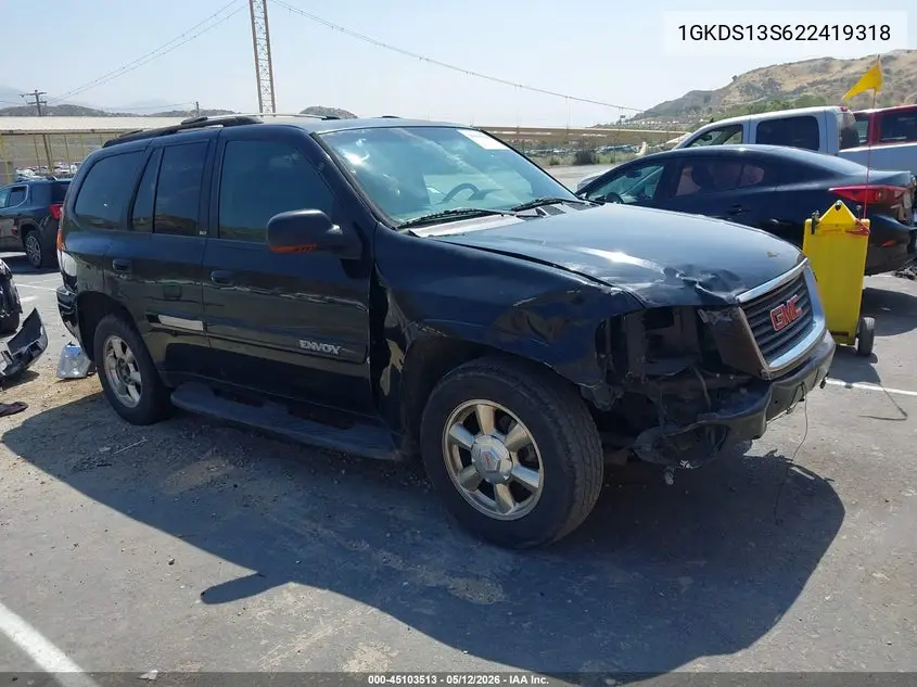 2002 GMC Envoy Slt VIN: 1GKDS13S622419318 Lot: 45103513