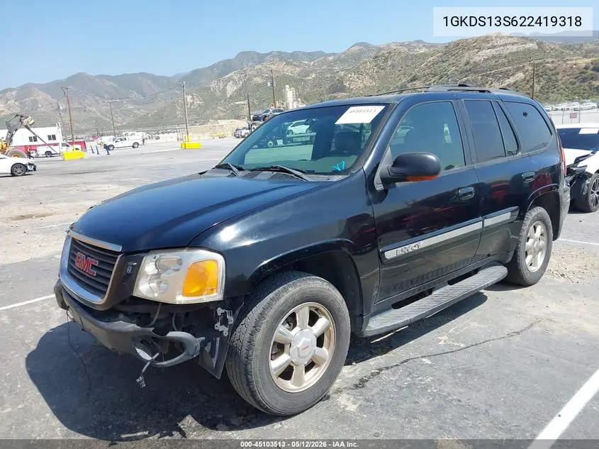 2002 GMC Envoy Slt VIN: 1GKDS13S622419318 Lot: 45103513