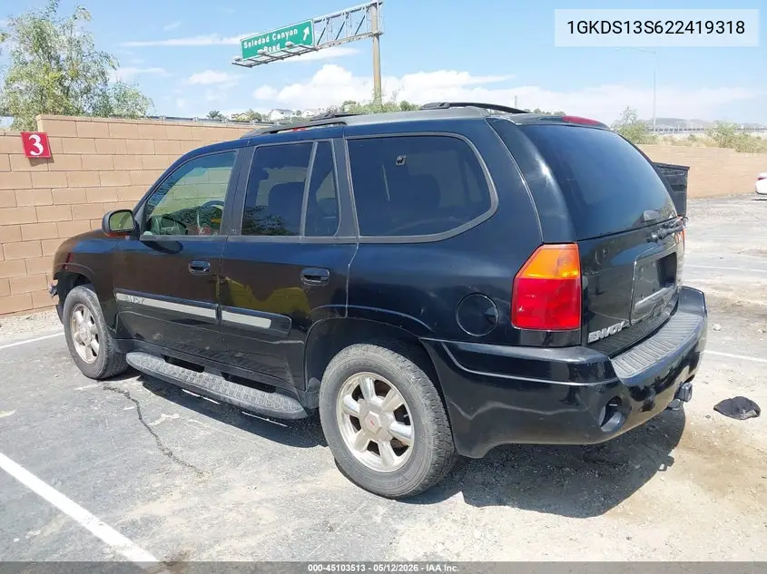 2002 GMC Envoy Slt VIN: 1GKDS13S622419318 Lot: 45103513