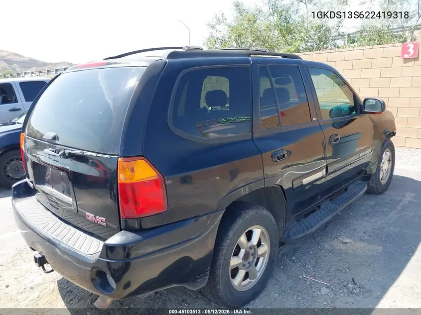 2002 GMC Envoy Slt VIN: 1GKDS13S622419318 Lot: 45103513
