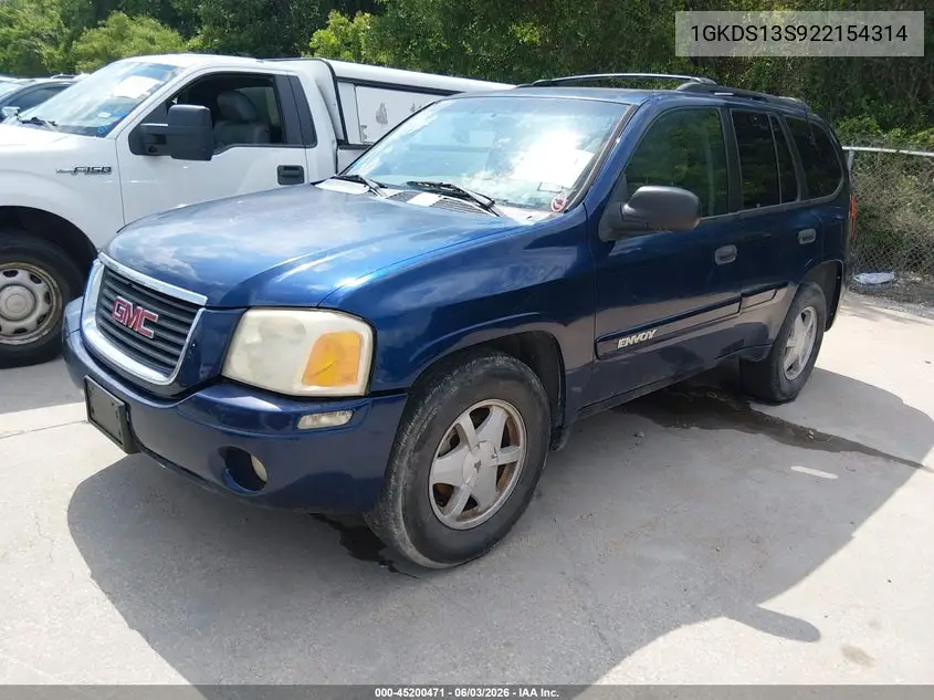2002 GMC Envoy Sle VIN: 1GKDS13S922154314 Lot: 45200471