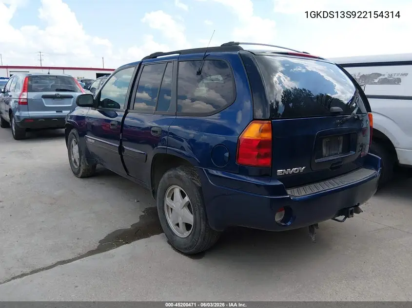 2002 GMC Envoy Sle VIN: 1GKDS13S922154314 Lot: 45200471