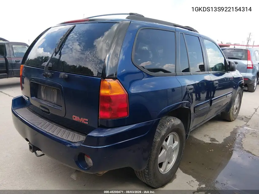 2002 GMC Envoy Sle VIN: 1GKDS13S922154314 Lot: 45200471