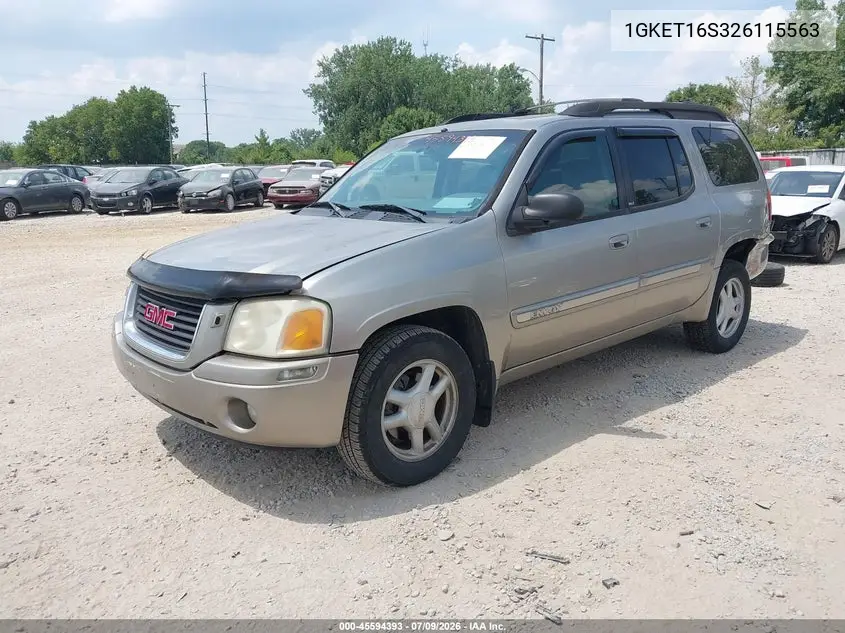 2002 GMC Envoy Xl Slt VIN: 1GKET16S326115563 Lot: 45594393