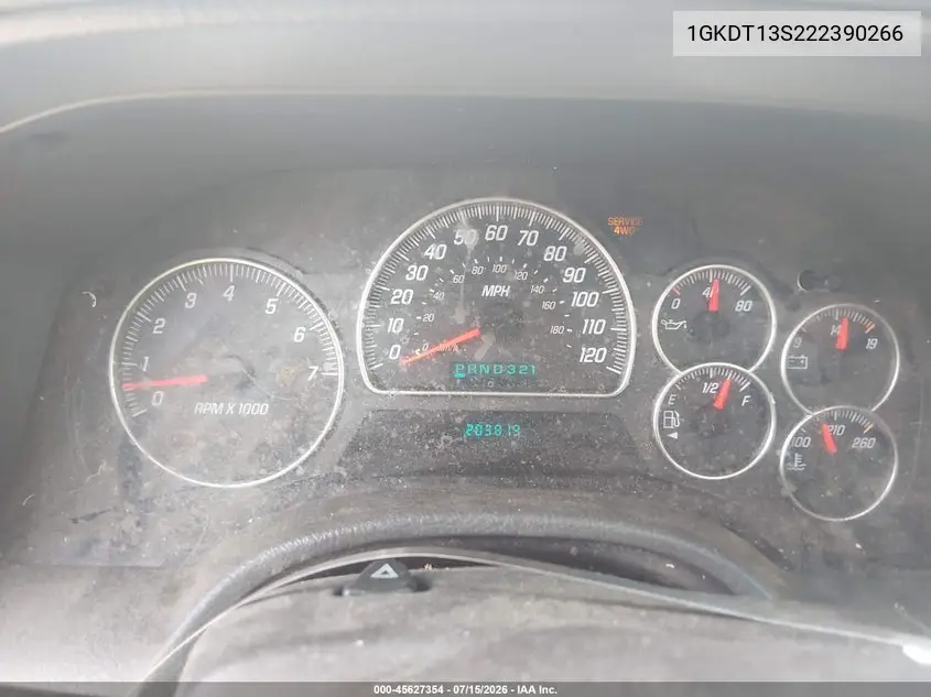 2002 GMC Envoy Sle VIN: 1GKDT13S222390266 Lot: 45627354
