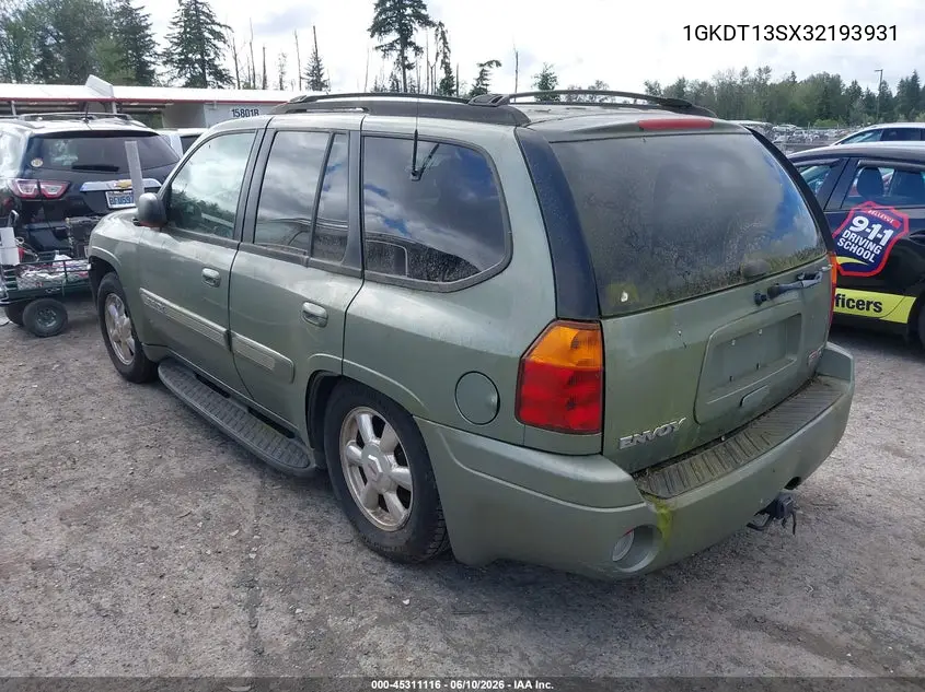 2003 GMC Envoy Slt VIN: 1GKDT13SX32193931 Lot: 45311116