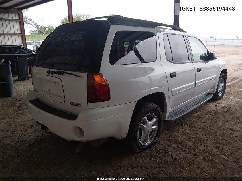 2005 GMC Envoy Xl Sle VIN: 1GKET16S856194443 Lot: 45208031