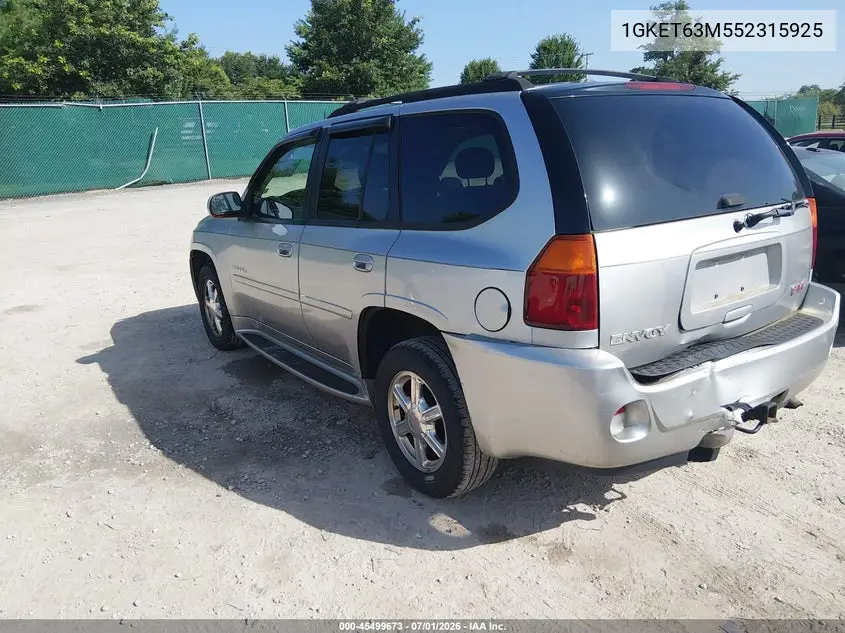 2005 GMC Envoy Denali VIN: 1GKET63M552315925 Lot: 45499673