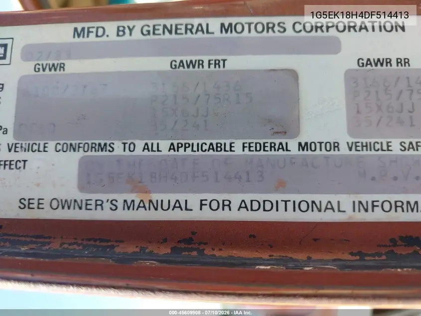 1983 GMC Jimmy K1500 VIN: 1G5EK18H4DF514413 Lot: 45609908