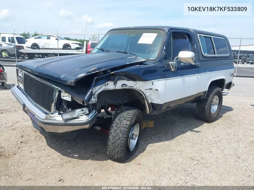1989 GMC Jimmy V15 VIN: 1GKEV18K7KF533809 Lot: 45565637