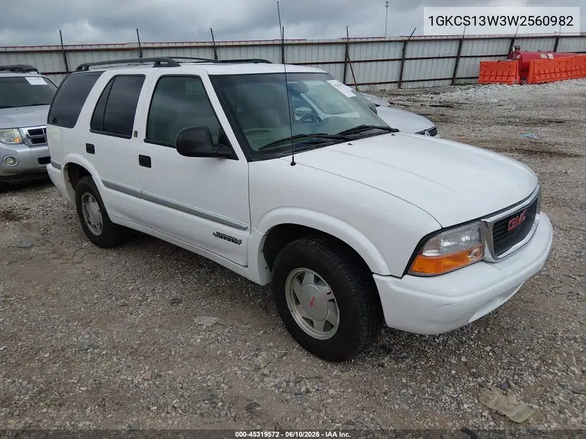 1998 GMC Jimmy Slt VIN: 1GKCS13W3W2560982 Lot: 45319572