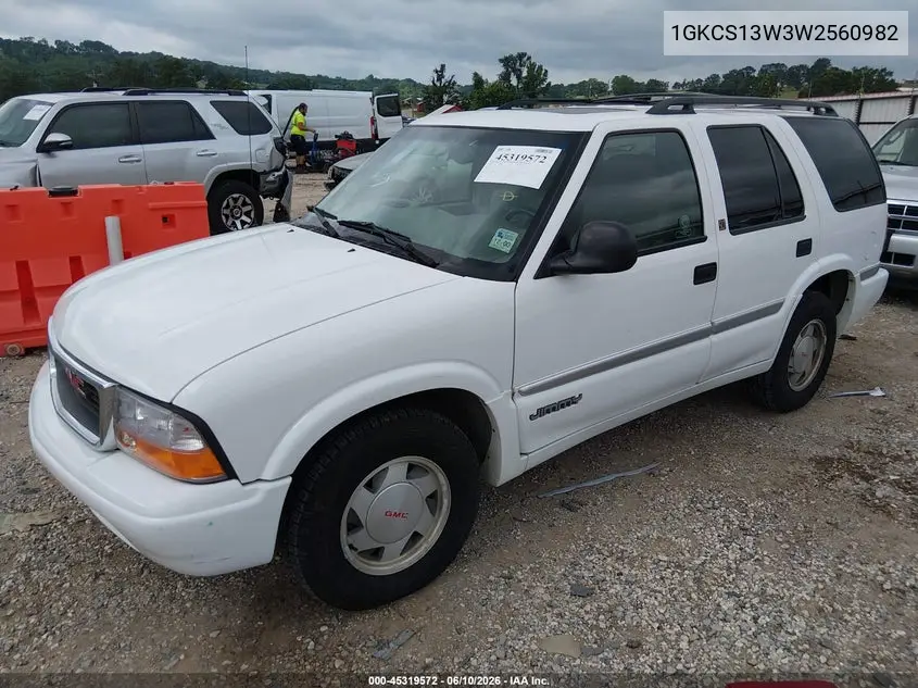 1998 GMC Jimmy Slt VIN: 1GKCS13W3W2560982 Lot: 45319572