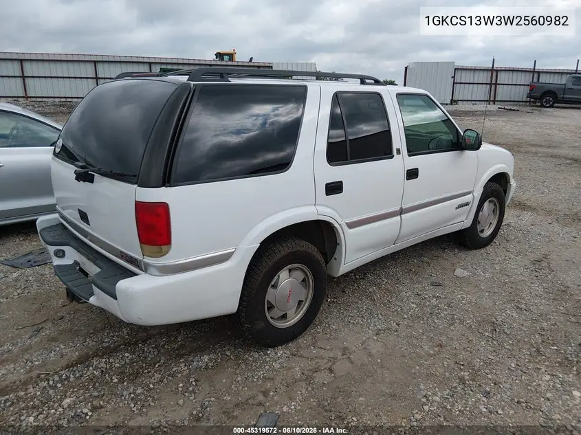 1998 GMC Jimmy Slt VIN: 1GKCS13W3W2560982 Lot: 45319572