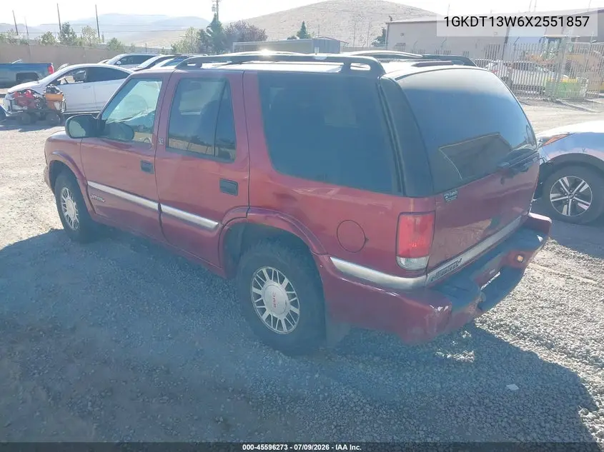 1999 GMC Jimmy Sle VIN: 1GKDT13W6X2551857 Lot: 45596273