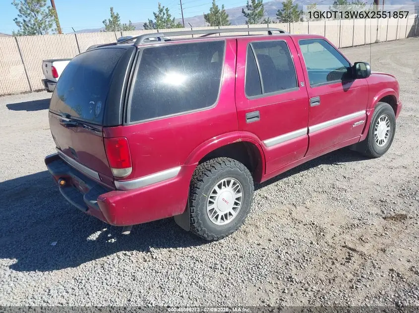 1999 GMC Jimmy Sle VIN: 1GKDT13W6X2551857 Lot: 45596273