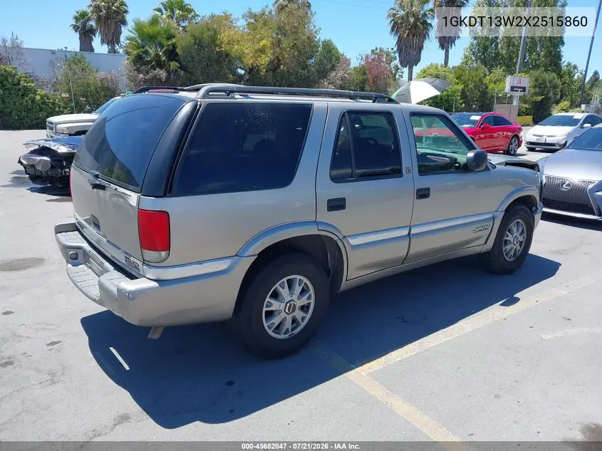1999 GMC Jimmy Slt VIN: 1GKDT13W2X2515860 Lot: 45682047