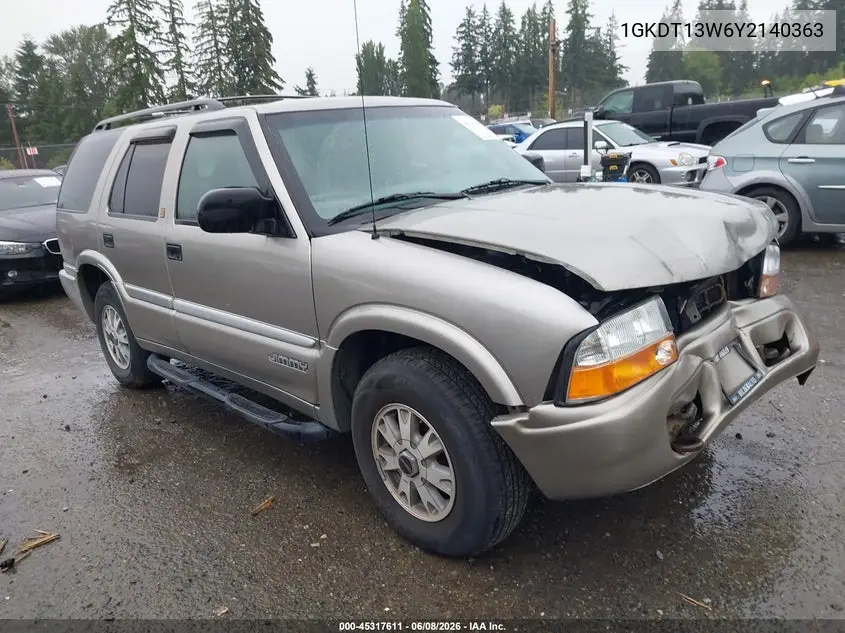2000 GMC Jimmy Slt VIN: 1GKDT13W6Y2140363 Lot: 45317611