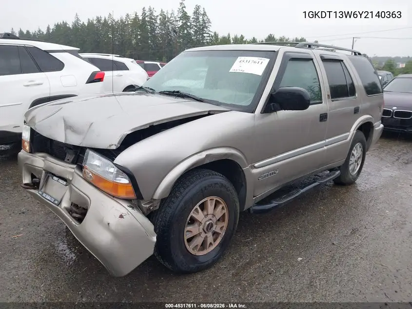 2000 GMC Jimmy Slt VIN: 1GKDT13W6Y2140363 Lot: 45317611