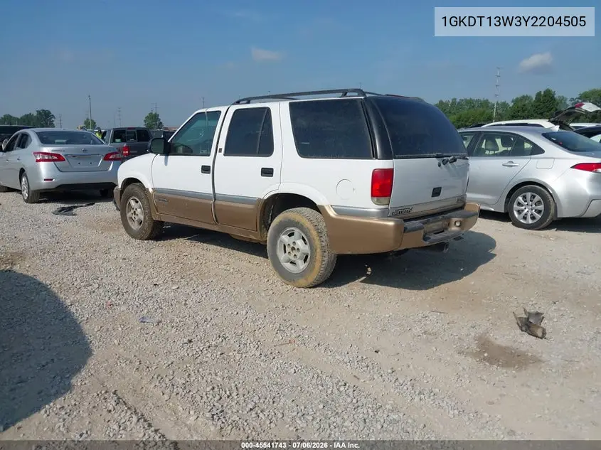 2000 GMC Jimmy Slt VIN: 1GKDT13W3Y2204505 Lot: 45541743